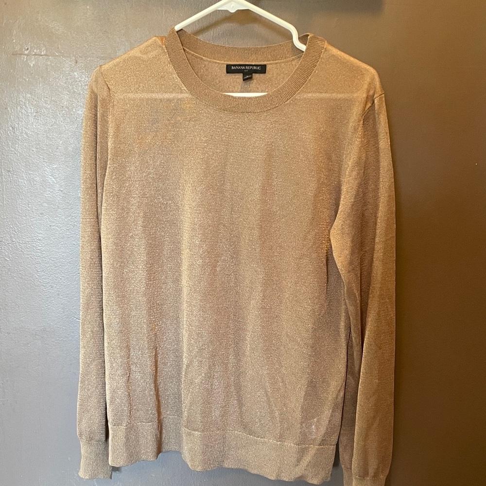 Banana Republic Women’s Gold Shimmer Crewneck Sweater